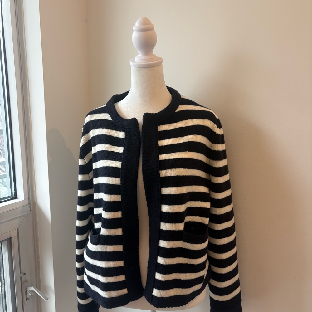 Zara Black and White Striped Cardigan